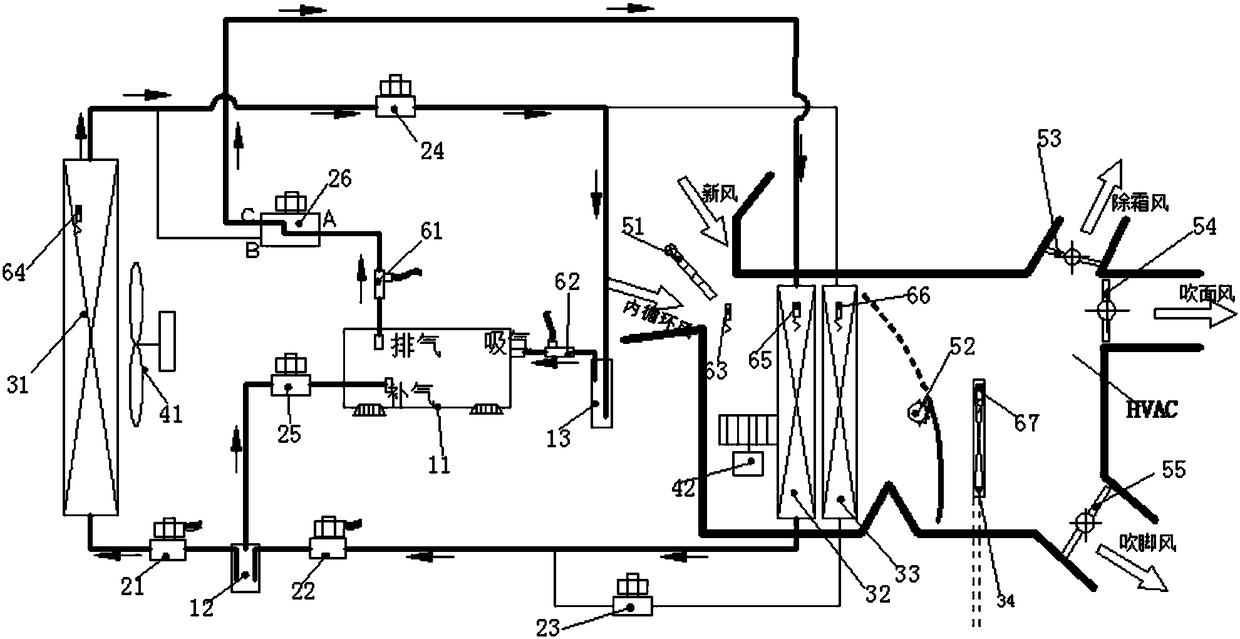 Heat pump air conditioning system, electric vehicle and control method thereof