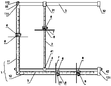 Special ruler for checking dimensions of length, width and height of product in six views