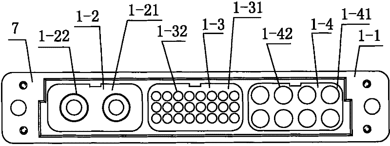 On-site combined type rectangular high-low frequency mixed loading connector