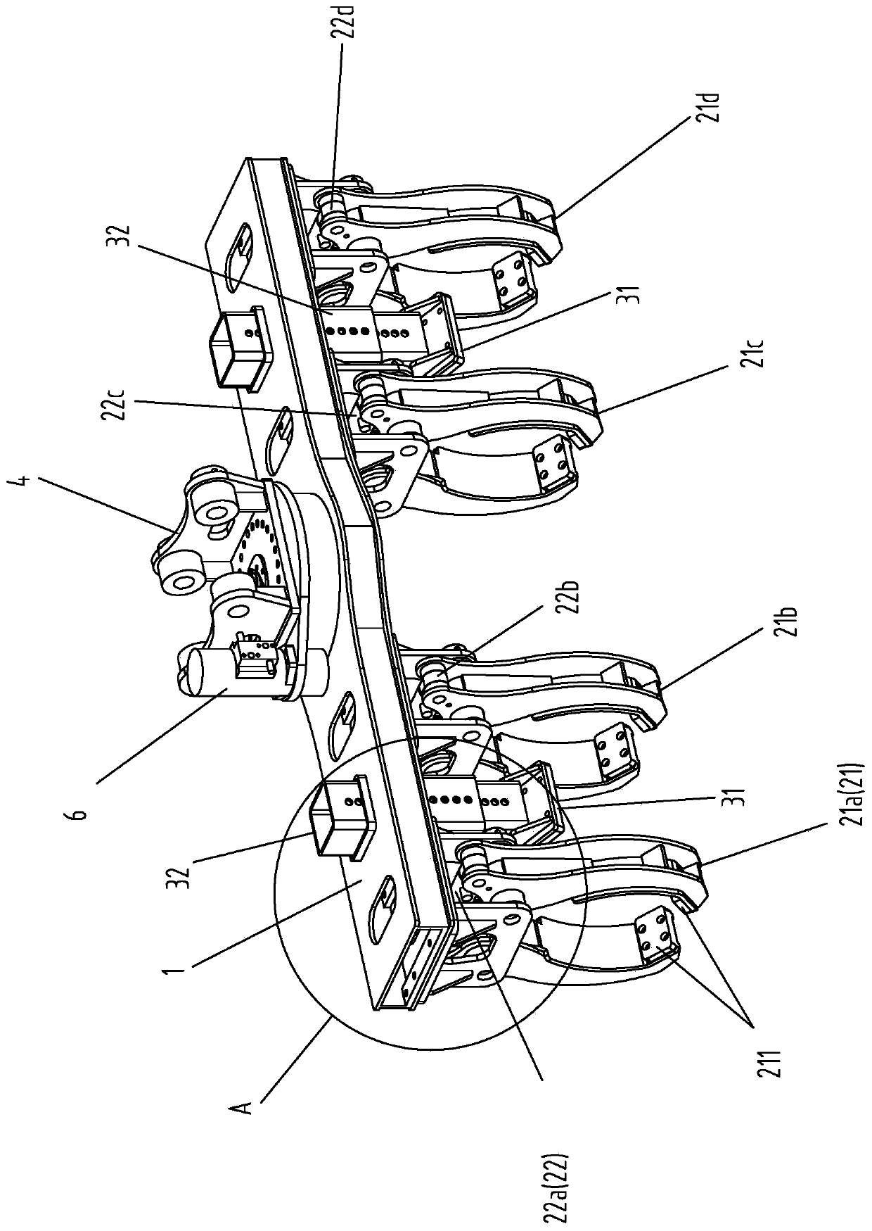 Clamp for unequal-diameter long rod parts