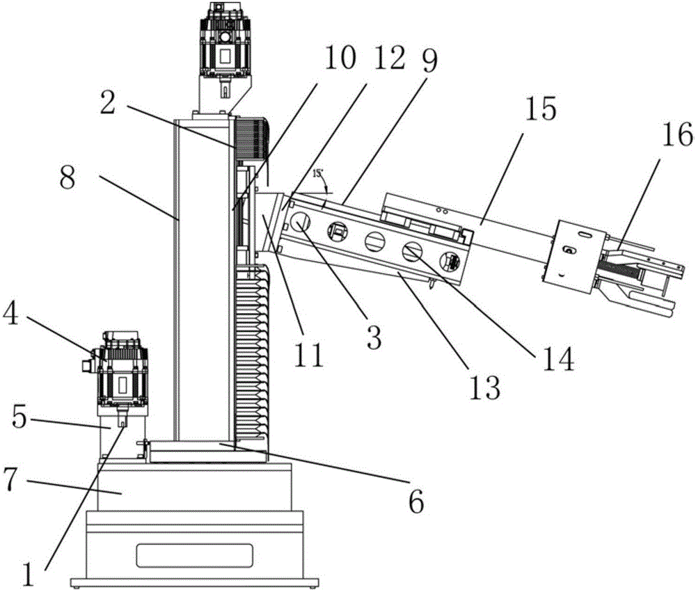 Layout structure of three-shaft linkage mechanical hand