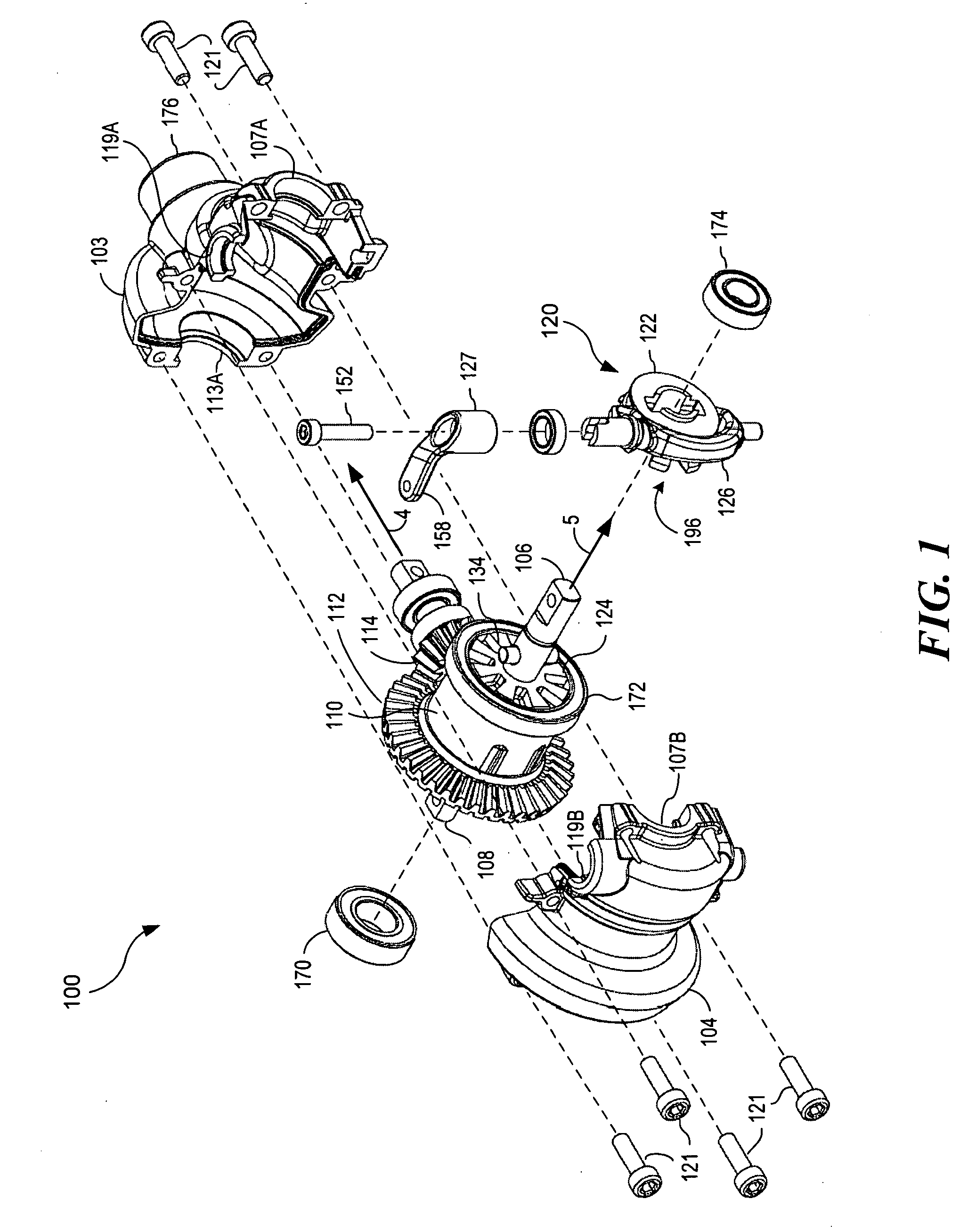 Locking differential assembly for a model vehicle