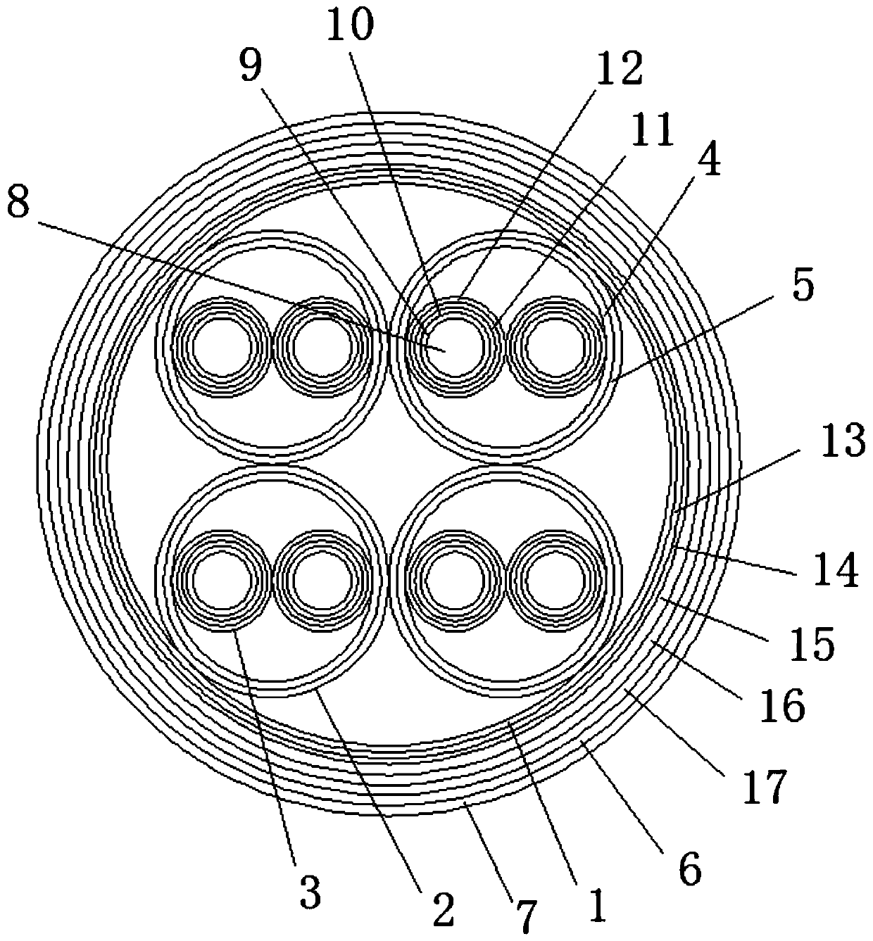 A sensor cable with high temperature resistance of 500°C