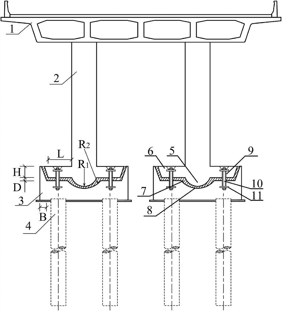 Resettable roll-in type swinging seismic-isolation pier stud with flanges