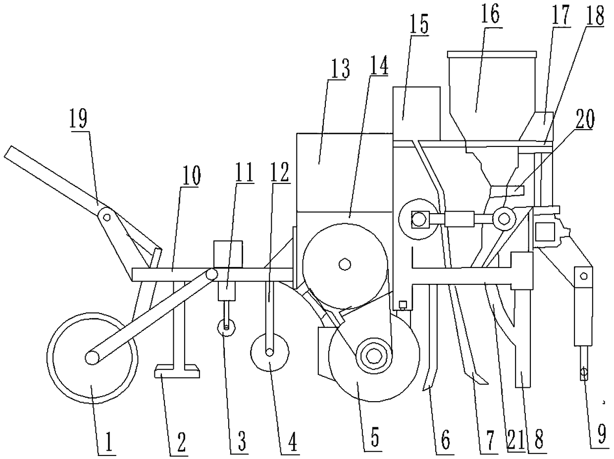 Fully-automatic maize irrigating, sowing and mulching integrated machine