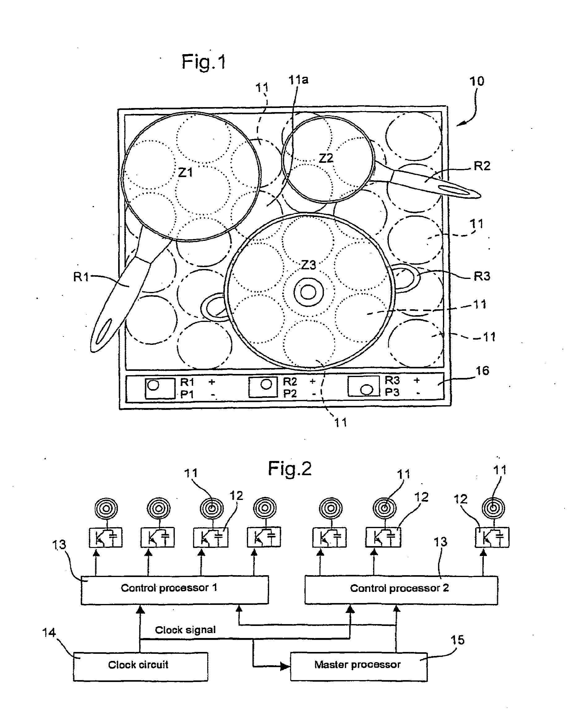 Method for heating a container placed on a cooktop by heating means associated to inductors