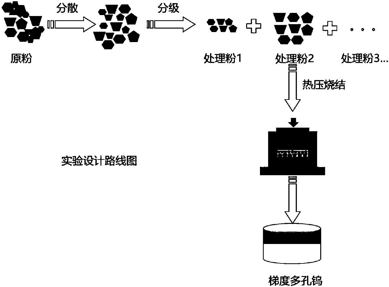 Method for preparing gradient porous tungsten