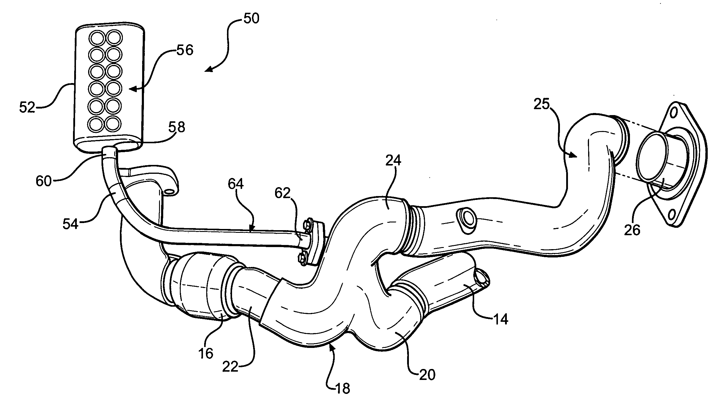 Sound dampening assembly for automotive exhaust system