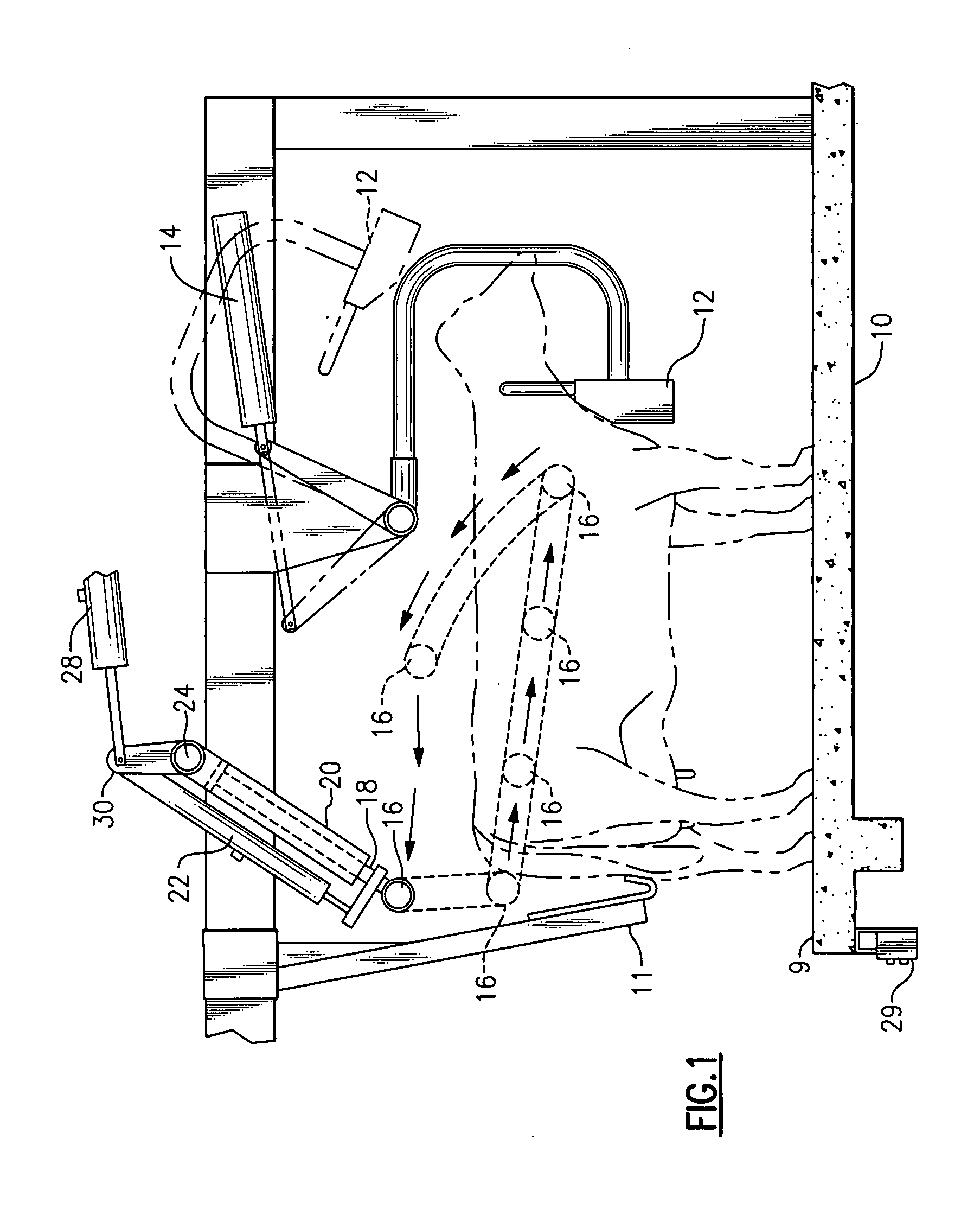 Exit gate with cow push bar for milking parlor