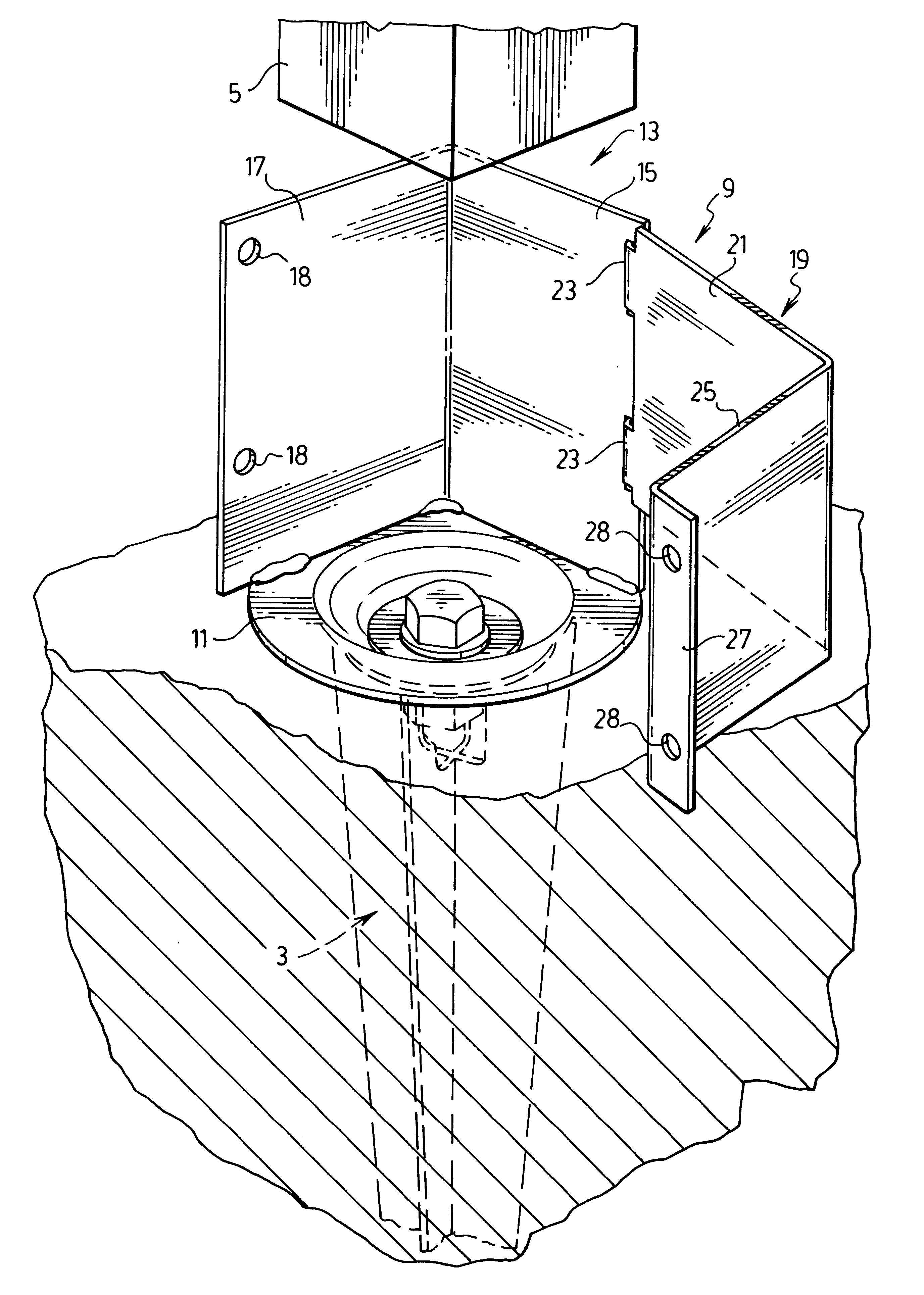 Ground embedding post holder with adjustable bracket