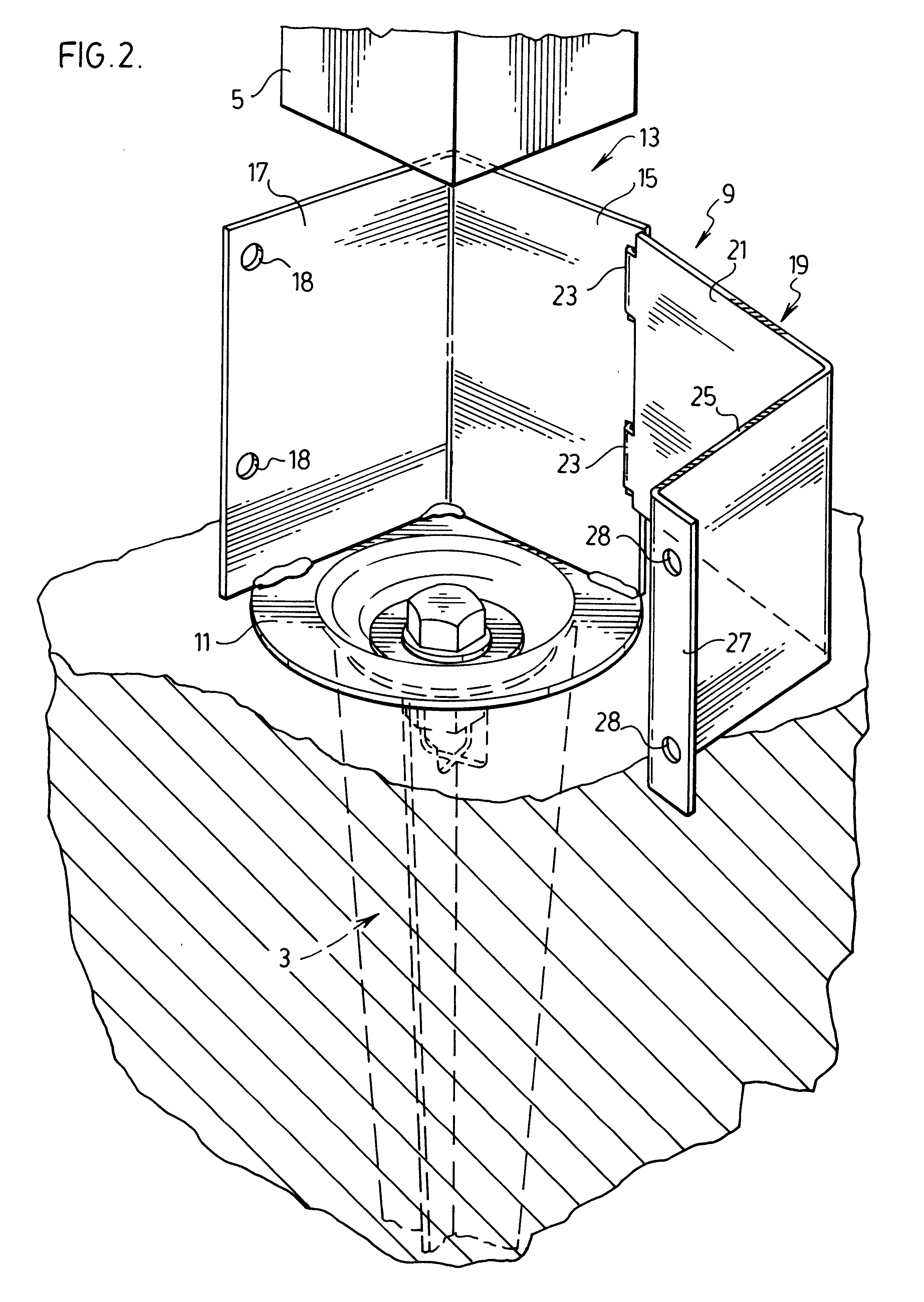 Ground embedding post holder with adjustable bracket