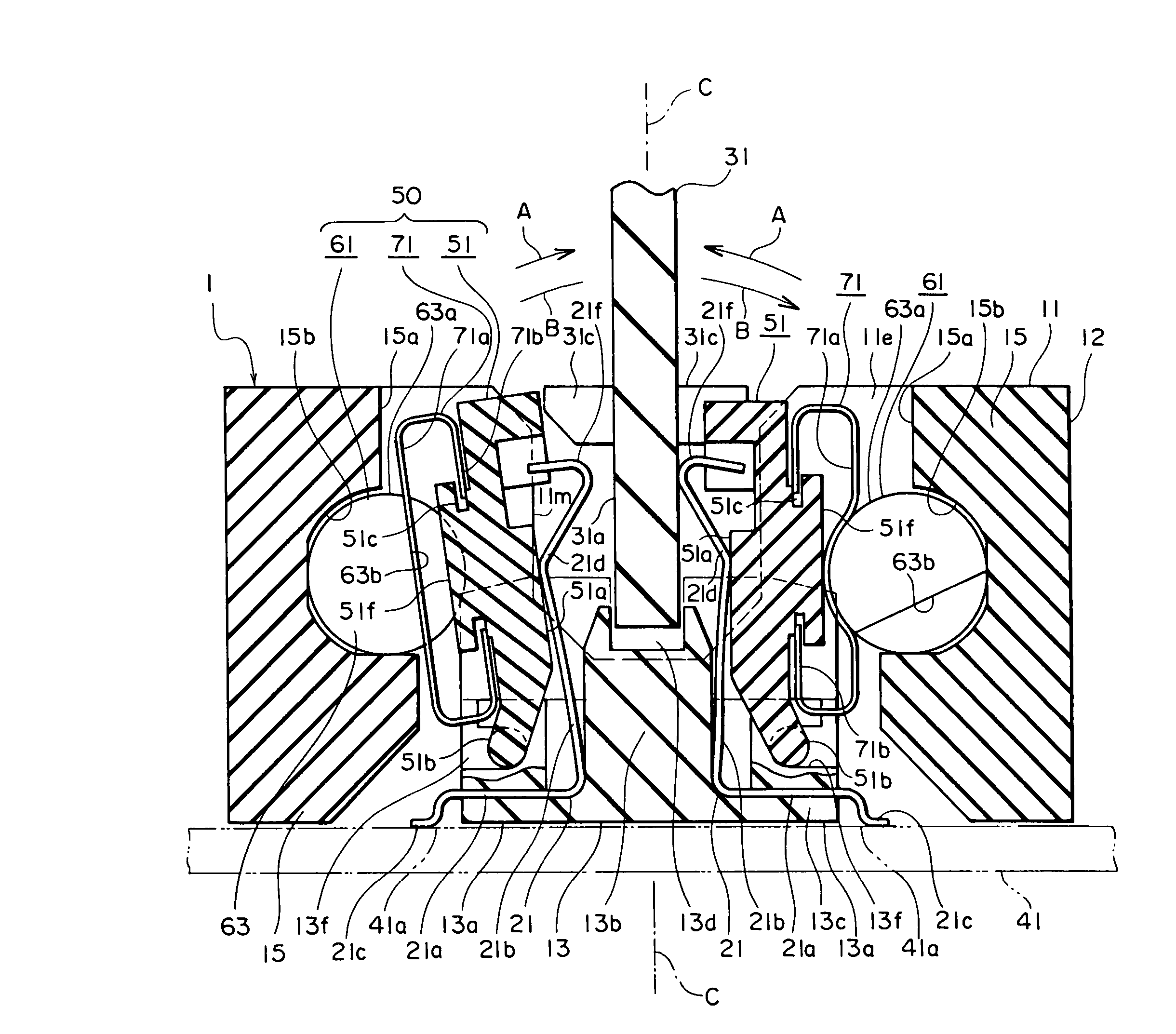 Electrical connector having a mechanism for supplementing spring characteristics of a contact