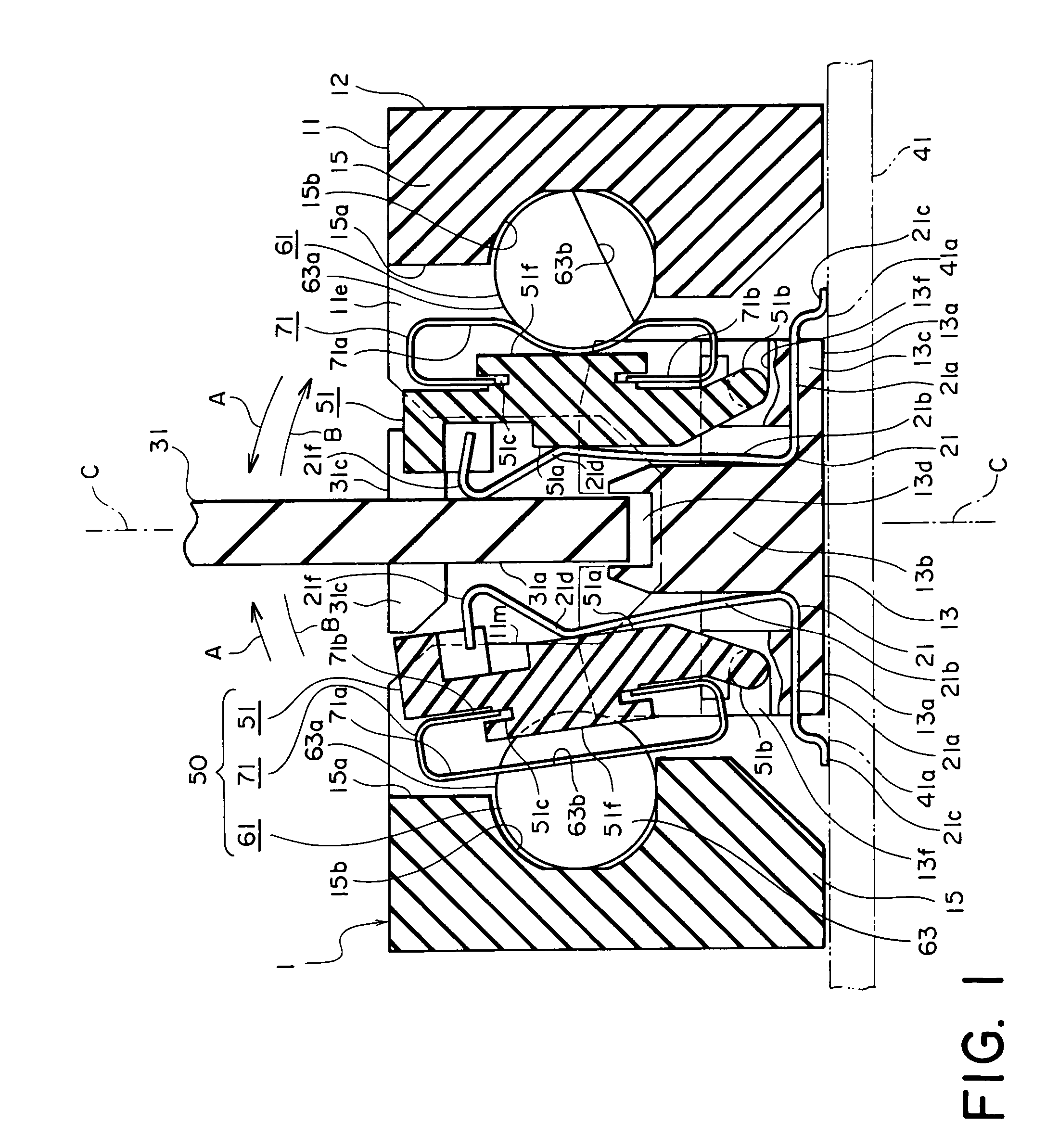 Electrical connector having a mechanism for supplementing spring characteristics of a contact