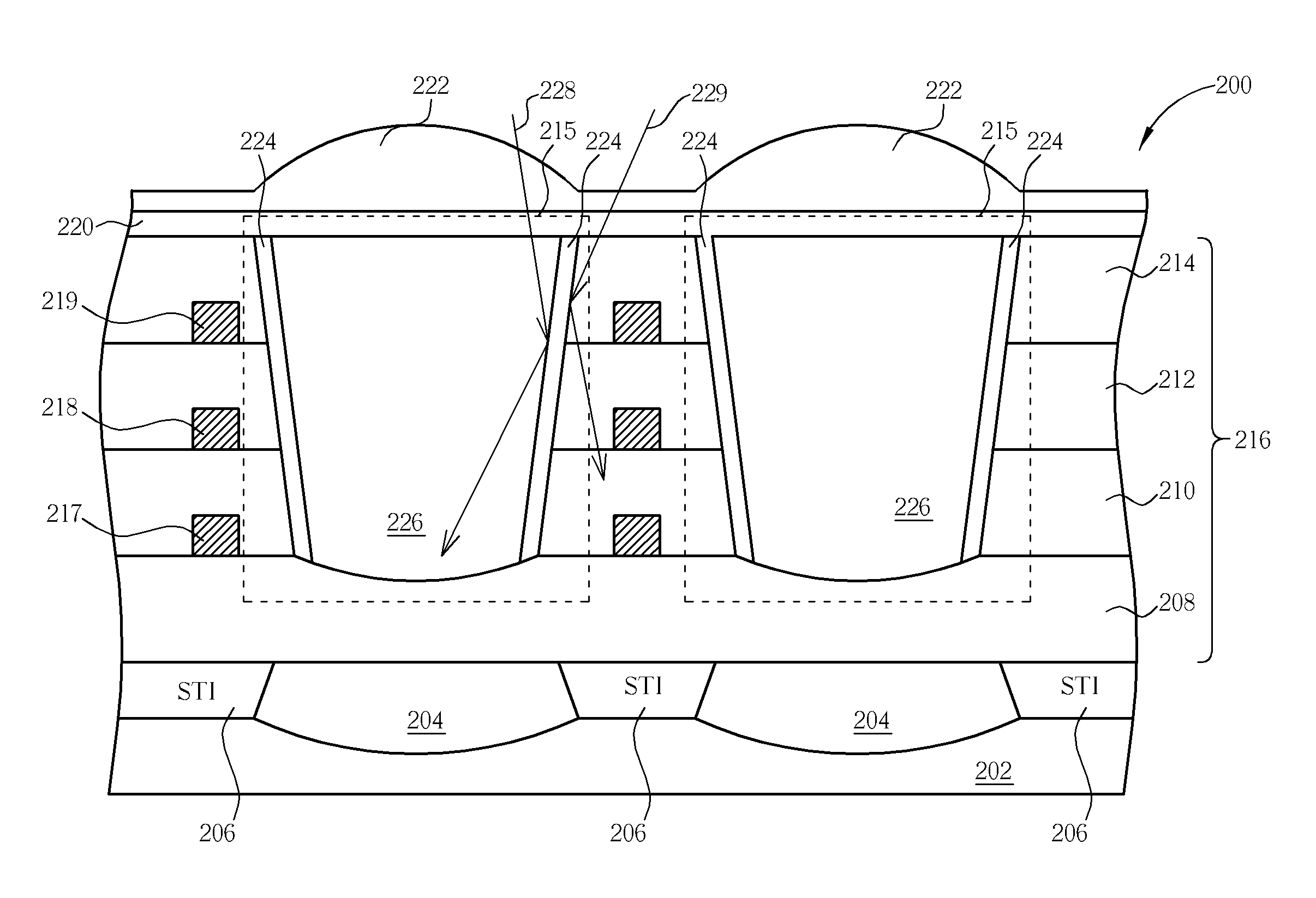 Image sensor with a waveguide tube and a related fabrication method