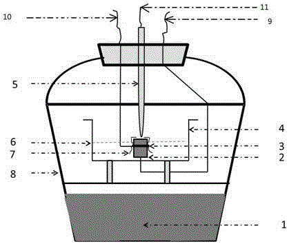 Electrochemical measurement device and method for measuring corrosion at the bottom of rust layer in spray splash zone