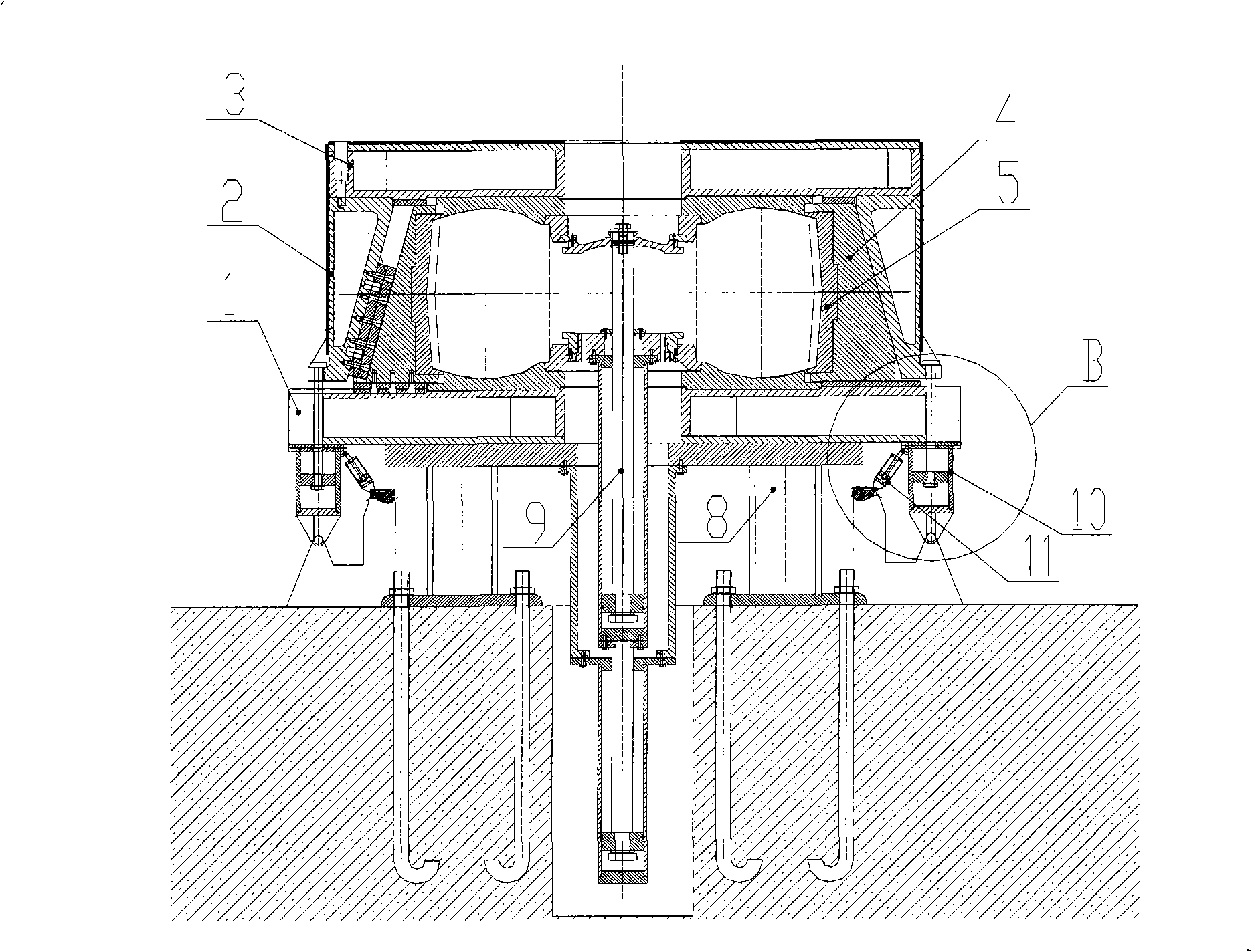 Direct sulfuration device of radial parting mold of radial ply tyre