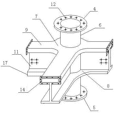 Frame formed from solid-web steel pipe concrete combination columns and combination beam, and construction method thereof