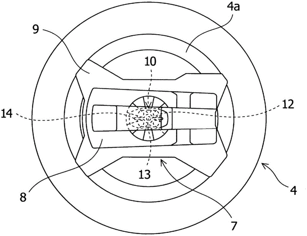 Toolbox rotation direction position restriction structure