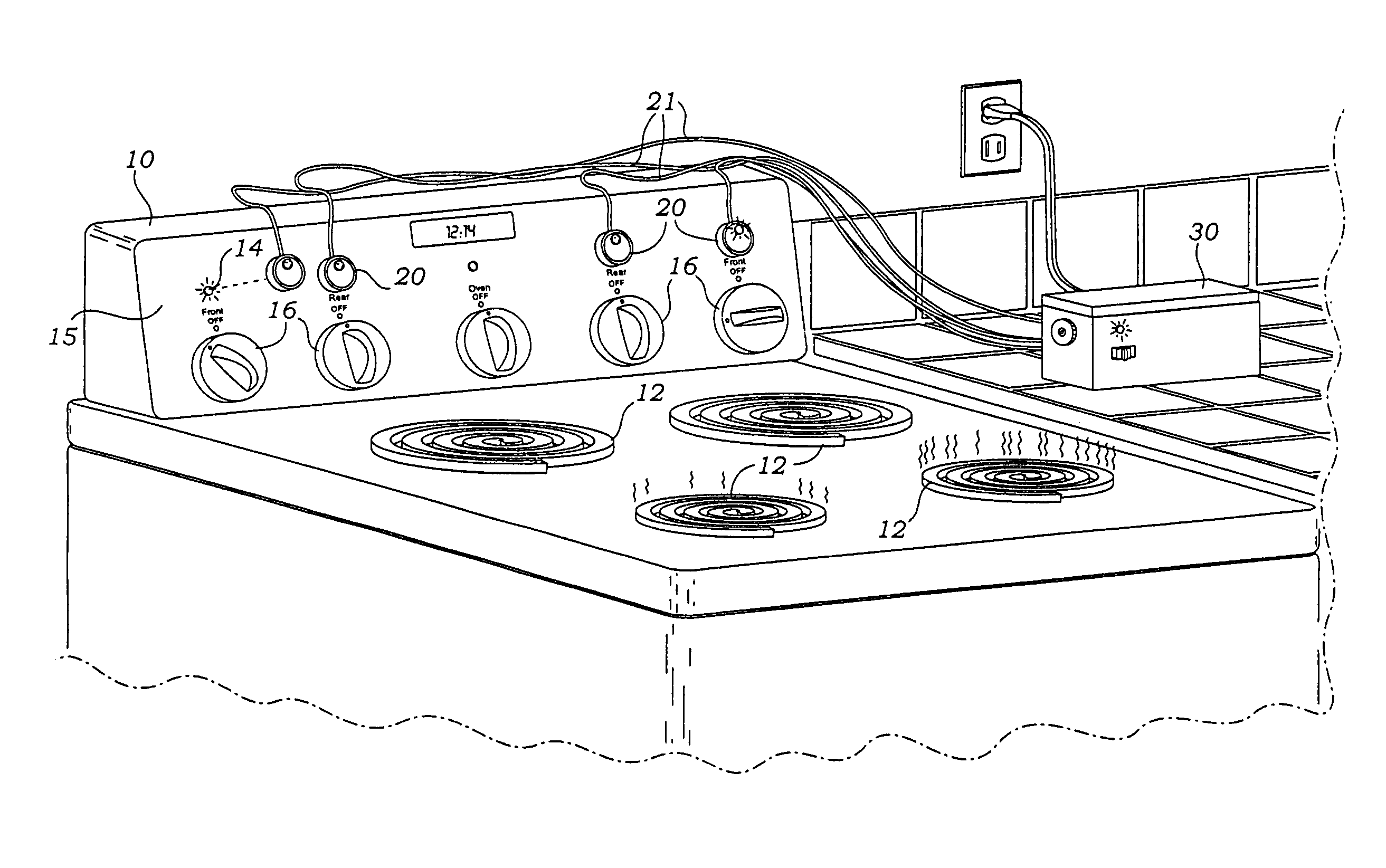 Automatic stove timer and alarm apparatus and method of use