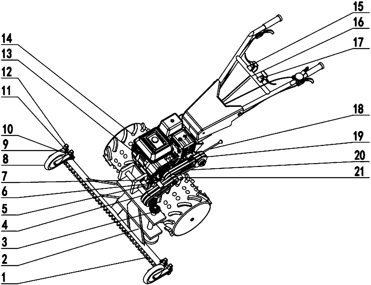 Multi-terrain mowing machine