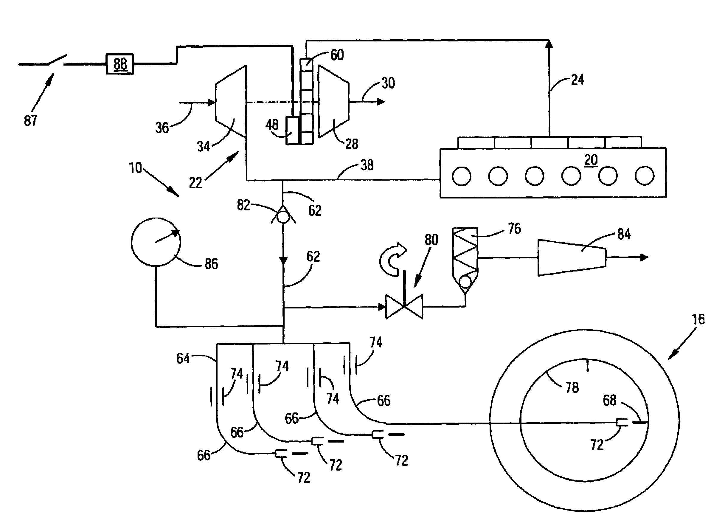 Tire pressure regulating system