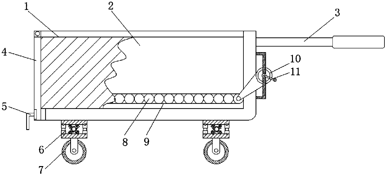 Damping small handcart facilitating unloading