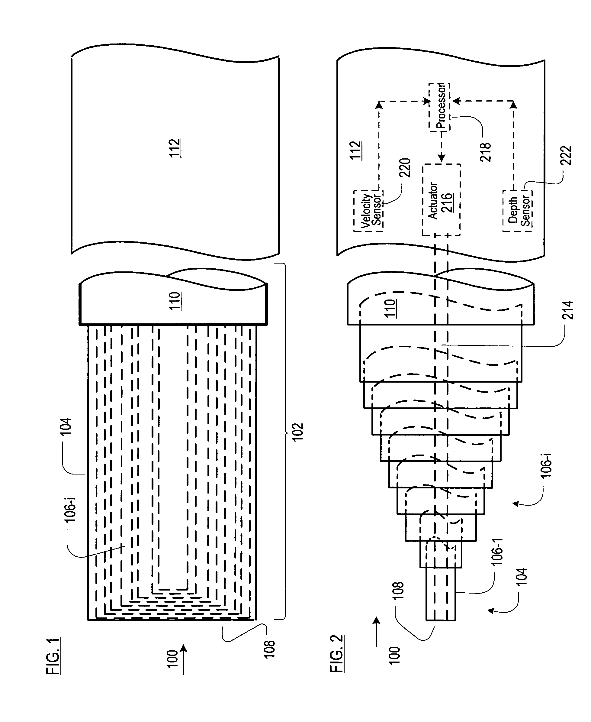 Cavity-running projectile having a telescoping nose