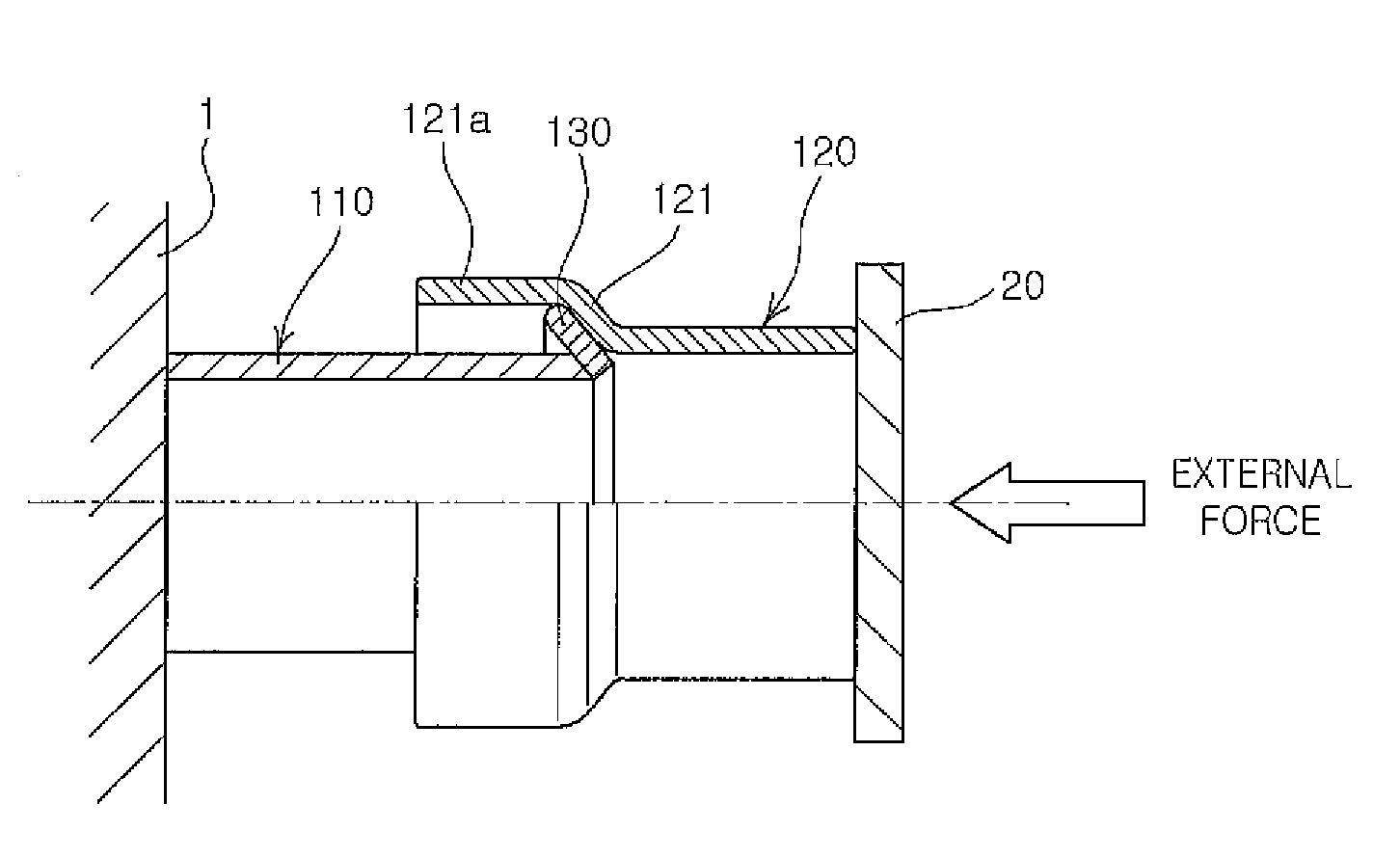 Shock absorbing device for vehicle with multiple shock absorbing stages