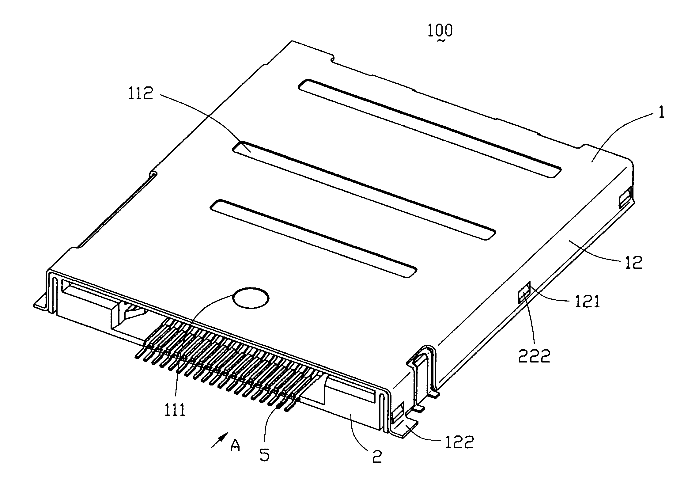 Connector for memory cards