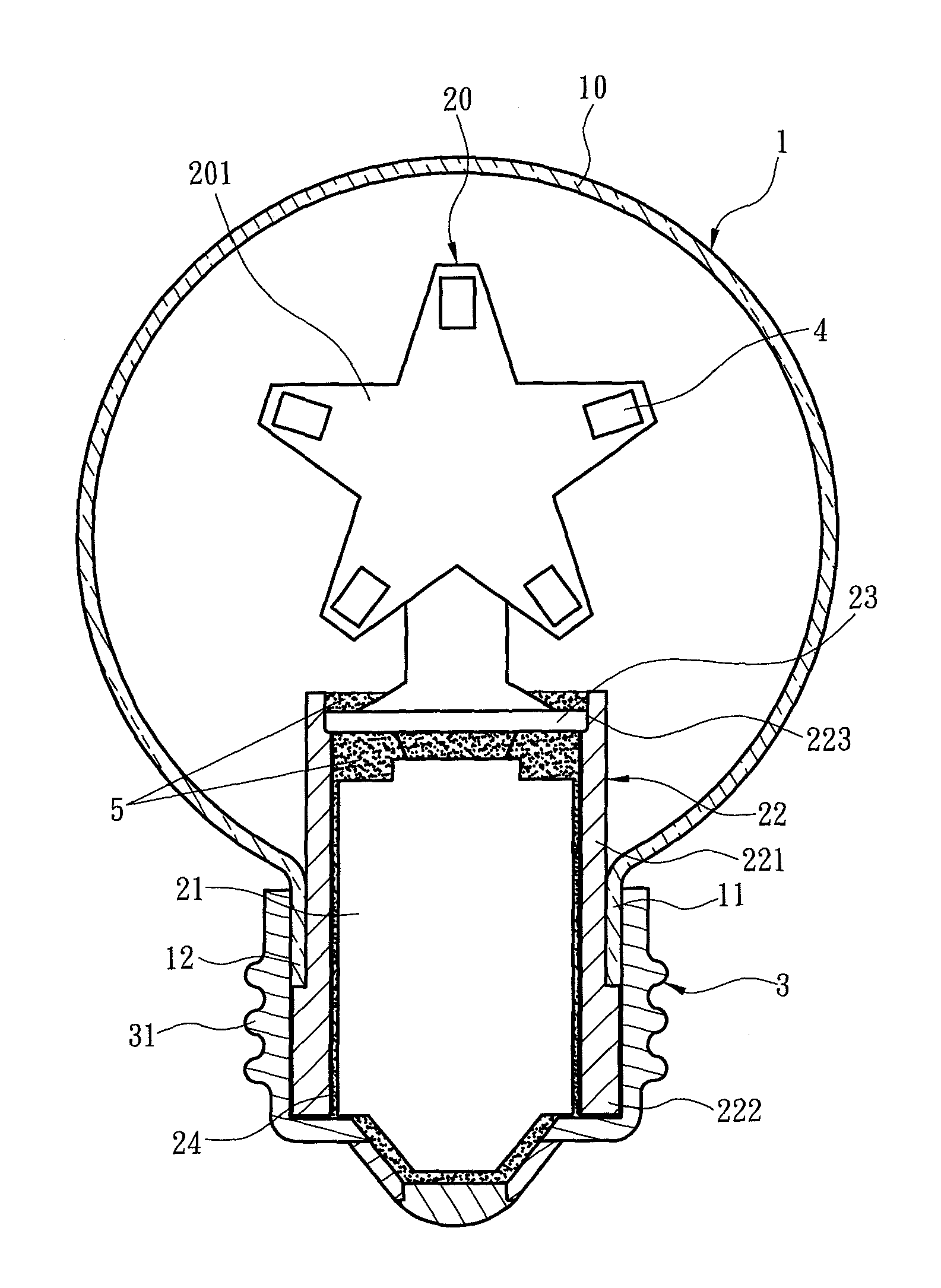 LED light bulb providing high heat dissipation efficiency