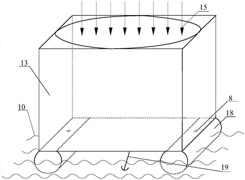 Solar energy sea water desalinization device based on reflection and total reflection