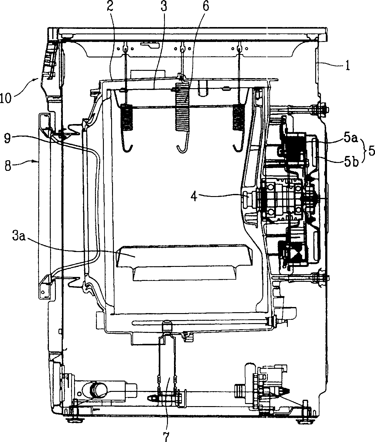 Hinge system for inclined door of rolling drum washing machine