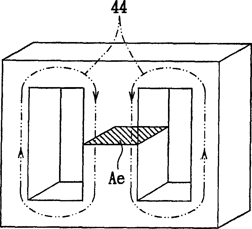 Switching type power switching circuit and saturable transformer