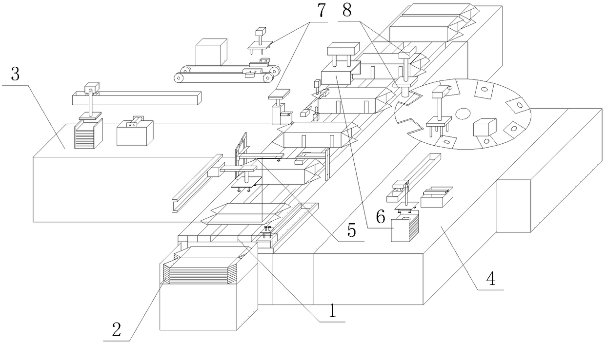 Packaging box full-automatic pasting and assembling production equipment