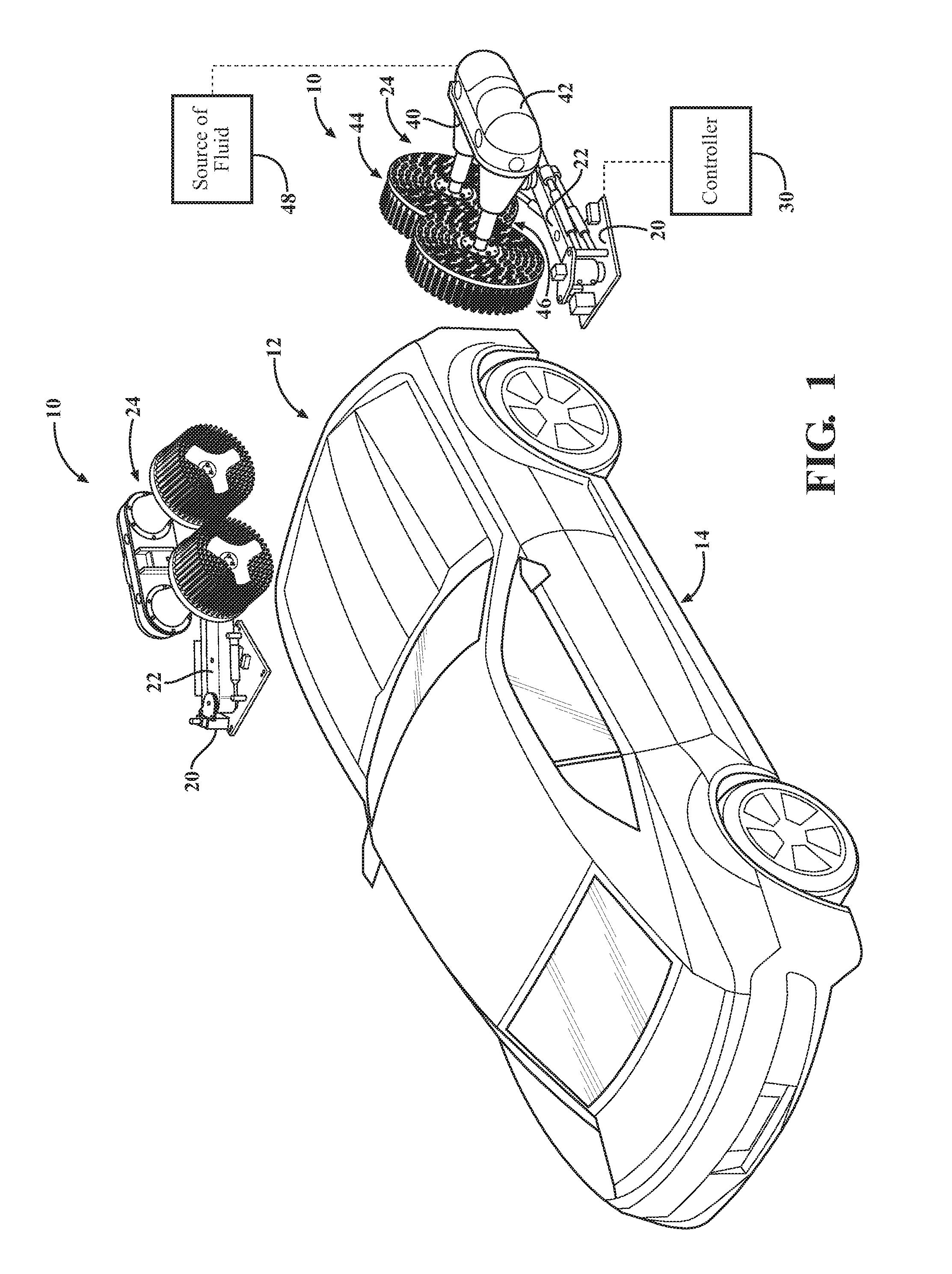 Dual scrubber vehicle treatment brush assembly