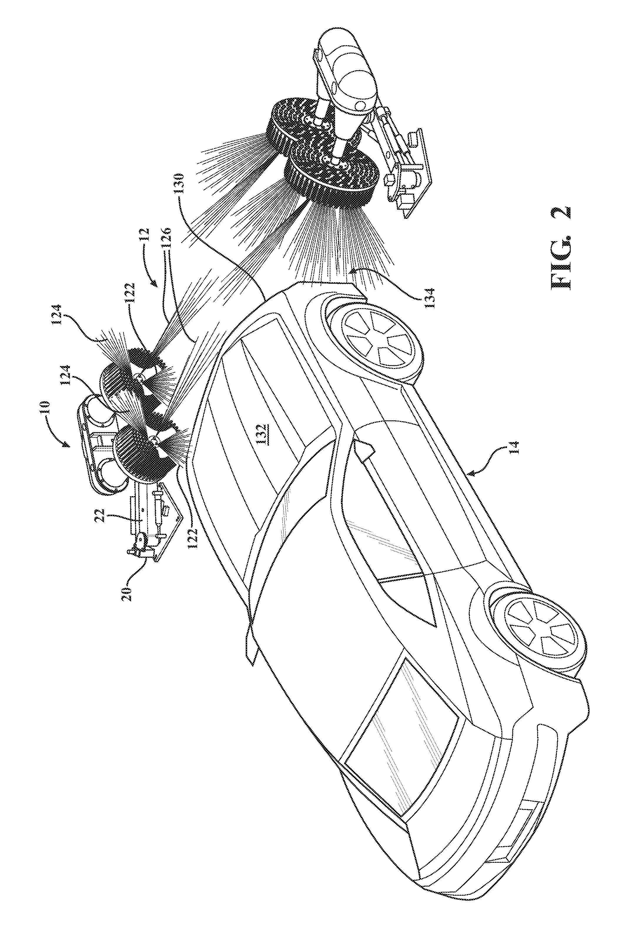 Dual scrubber vehicle treatment brush assembly