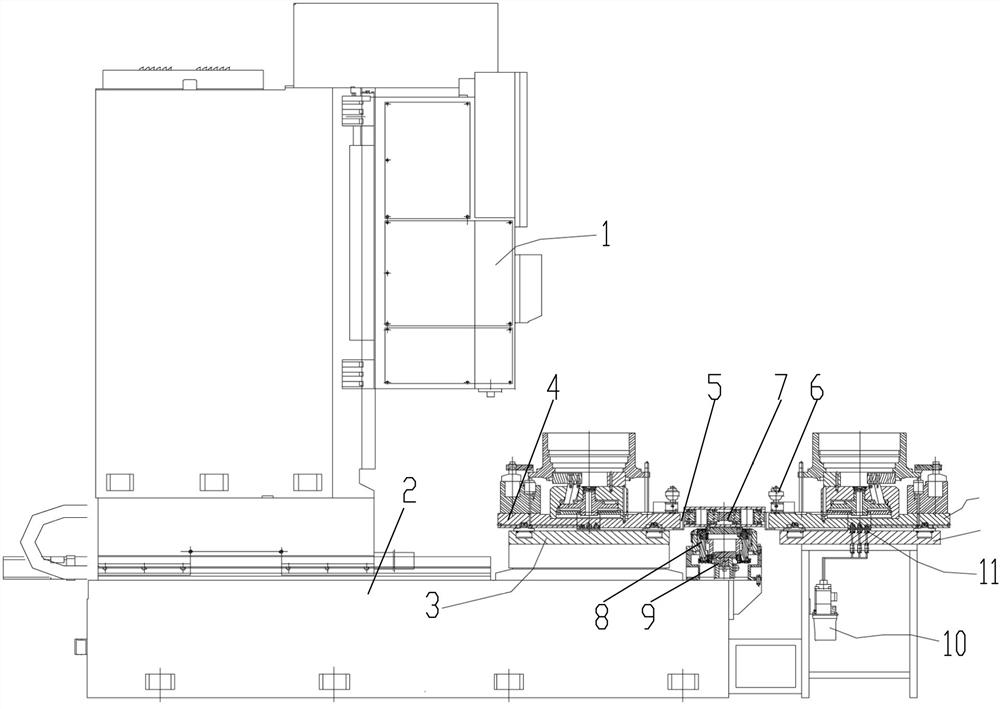 Medium-sized gear shaping machine clamp pallet changer mechanism and operation method