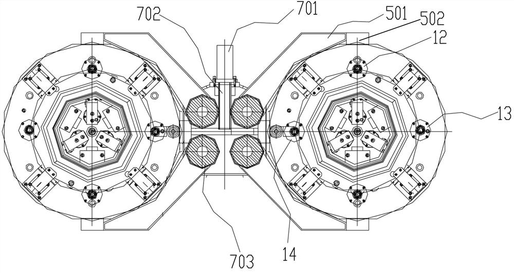 Medium-sized gear shaping machine clamp pallet changer mechanism and operation method