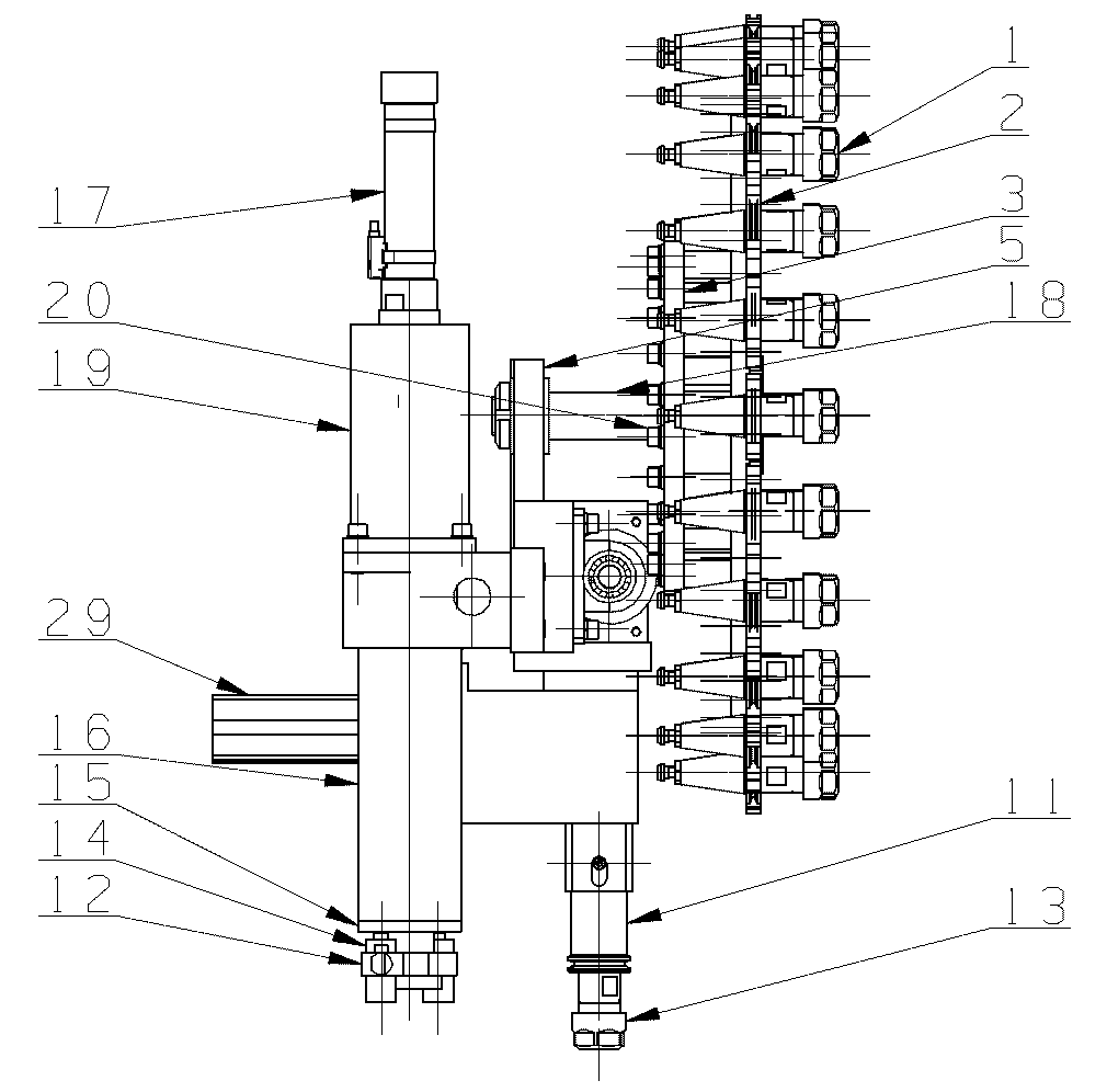 Structure-simplified disc type tool magazine