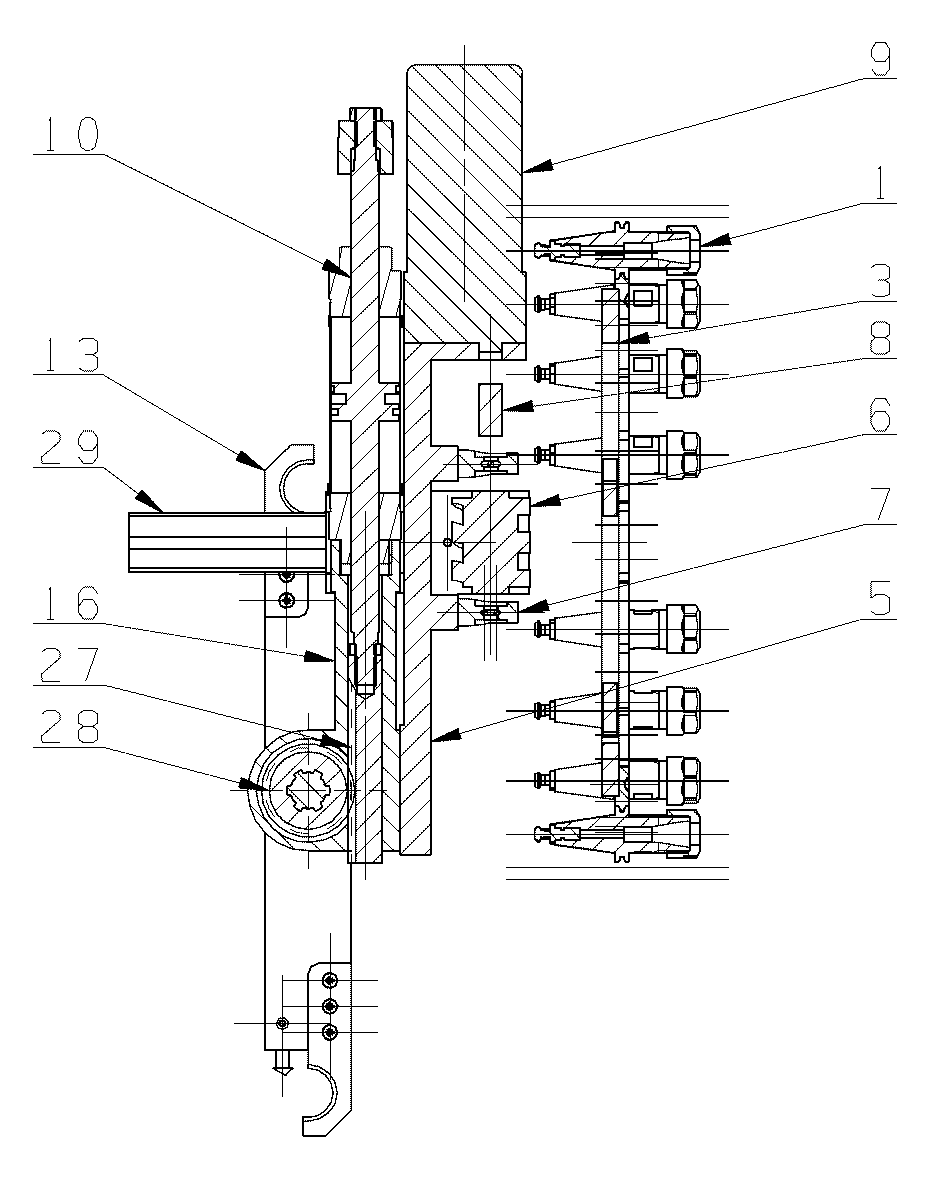 Structure-simplified disc type tool magazine