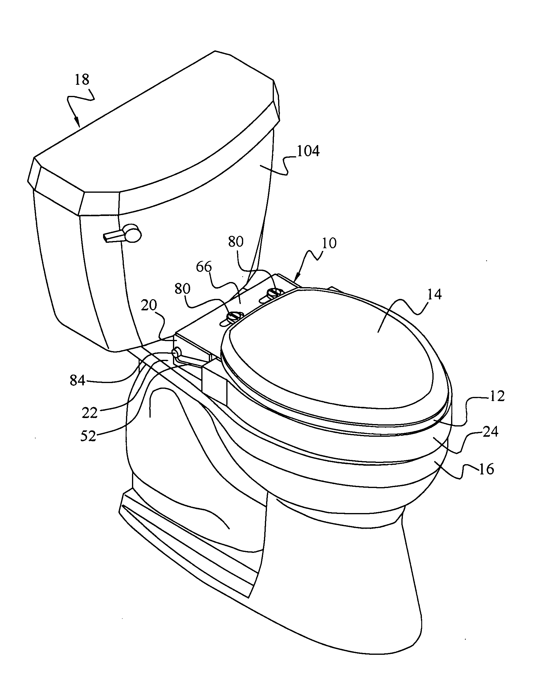 Toilet seat elevator assembly