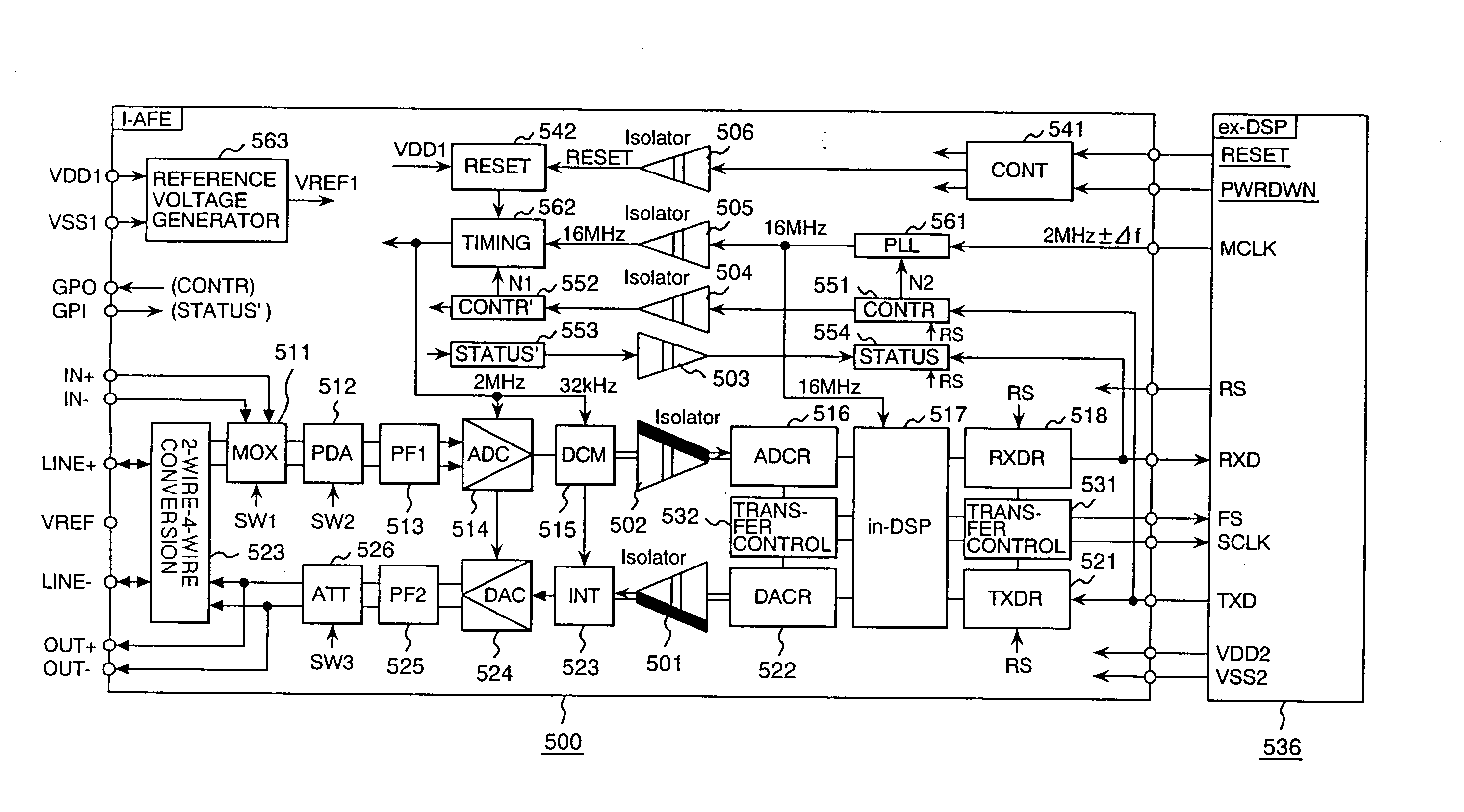 Isolator and a modem device using the isolator