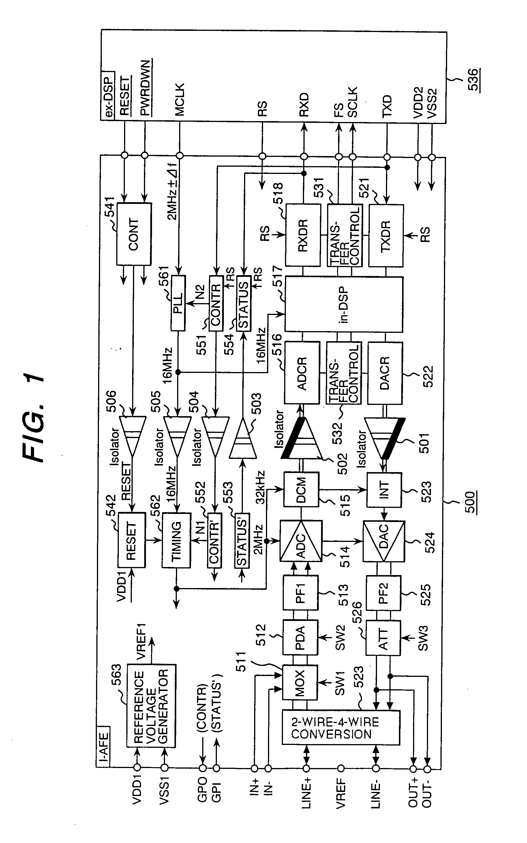 Isolator and a modem device using the isolator