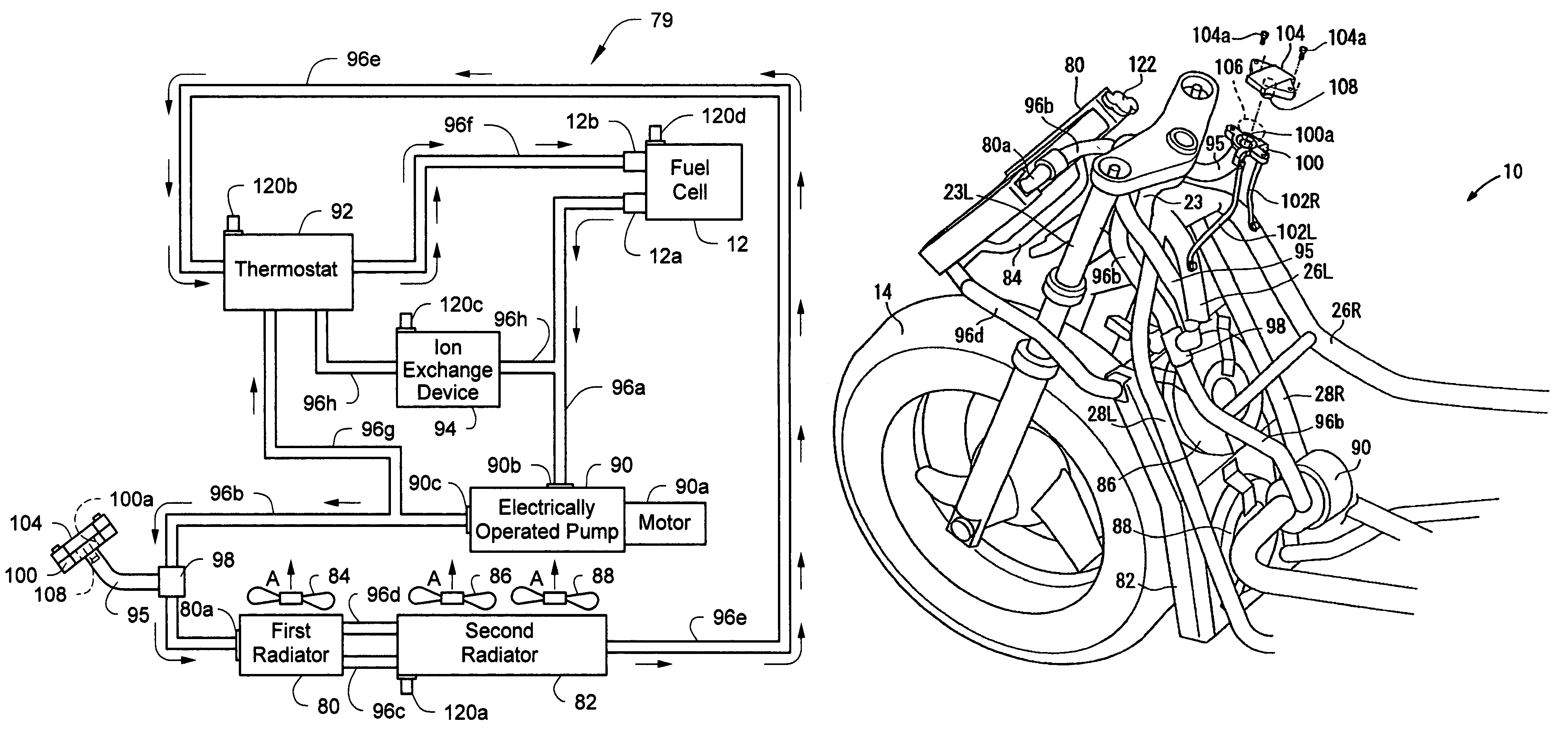 Two-wheeled fuel-cell vehicle with hydrogen sensor