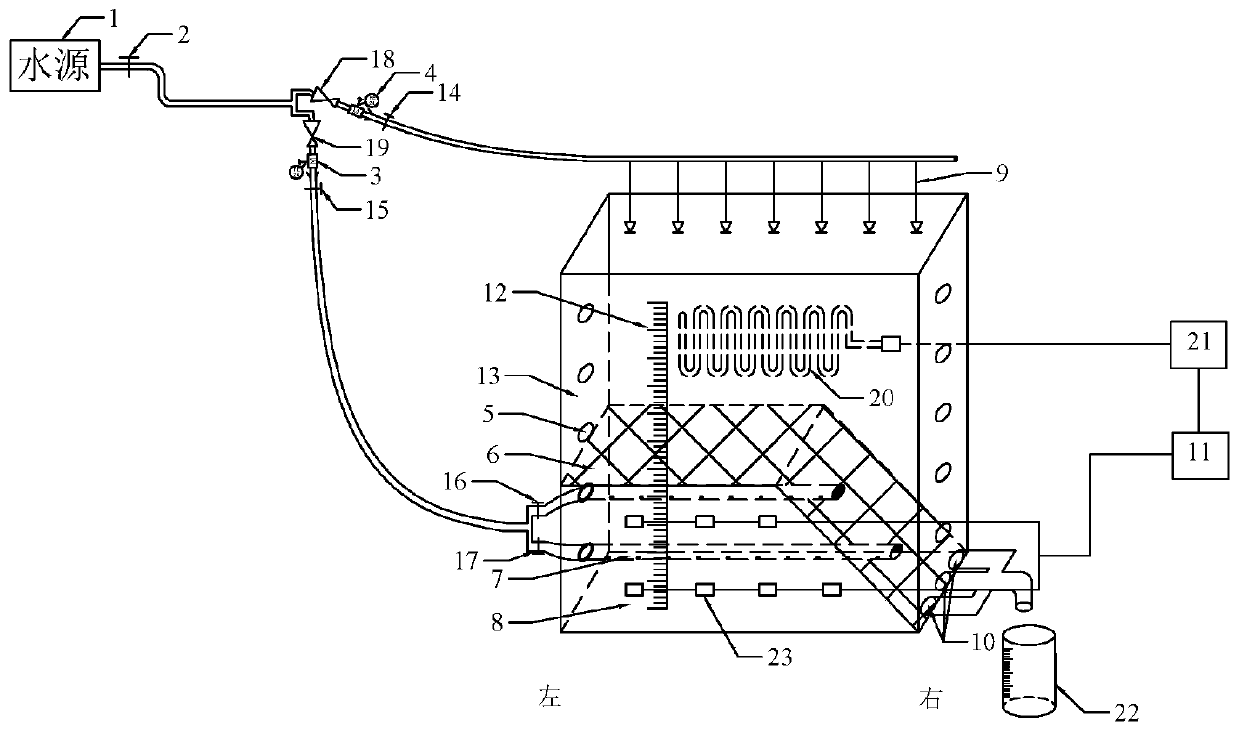 Device for simulating slope with seepage-freezing-thawing coupling action and using method thereof