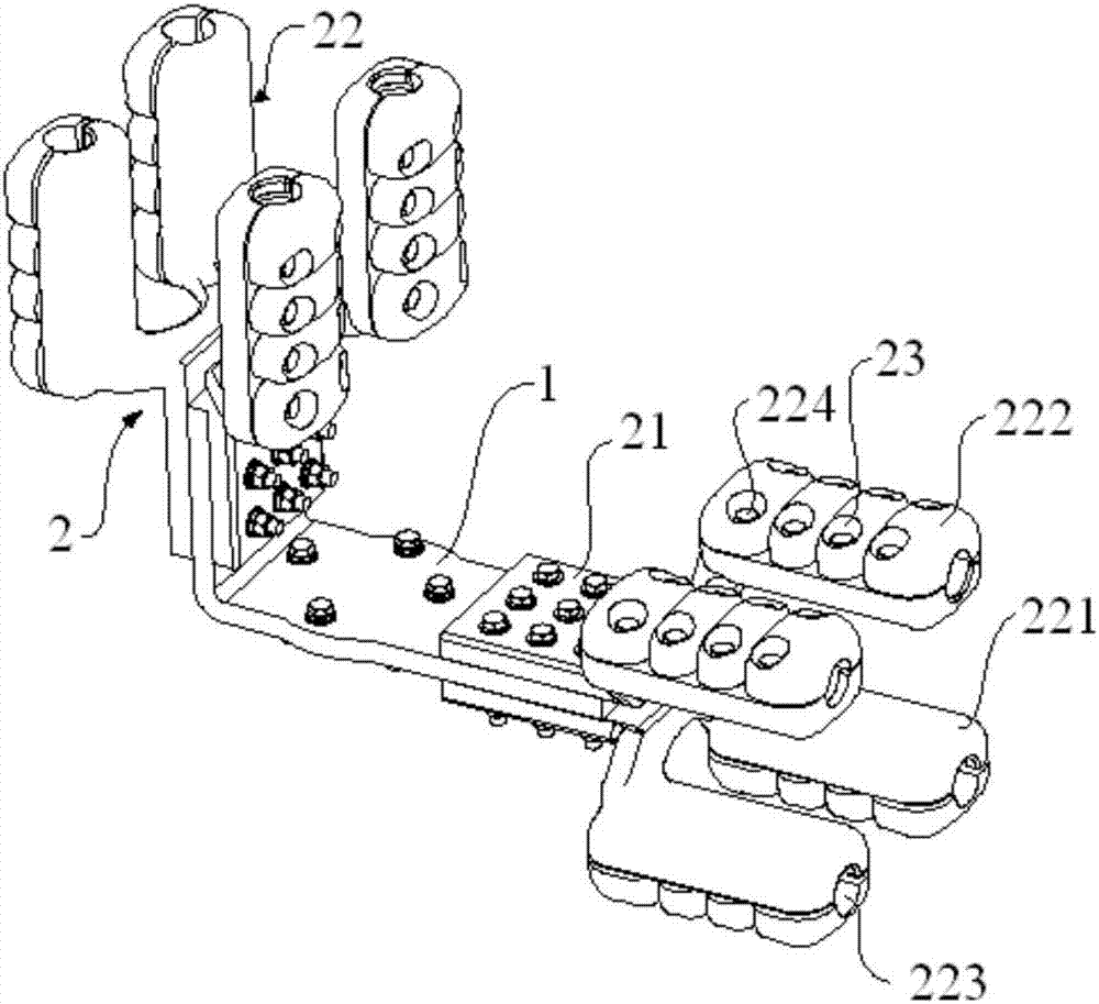 Divided conductor support transition hardware