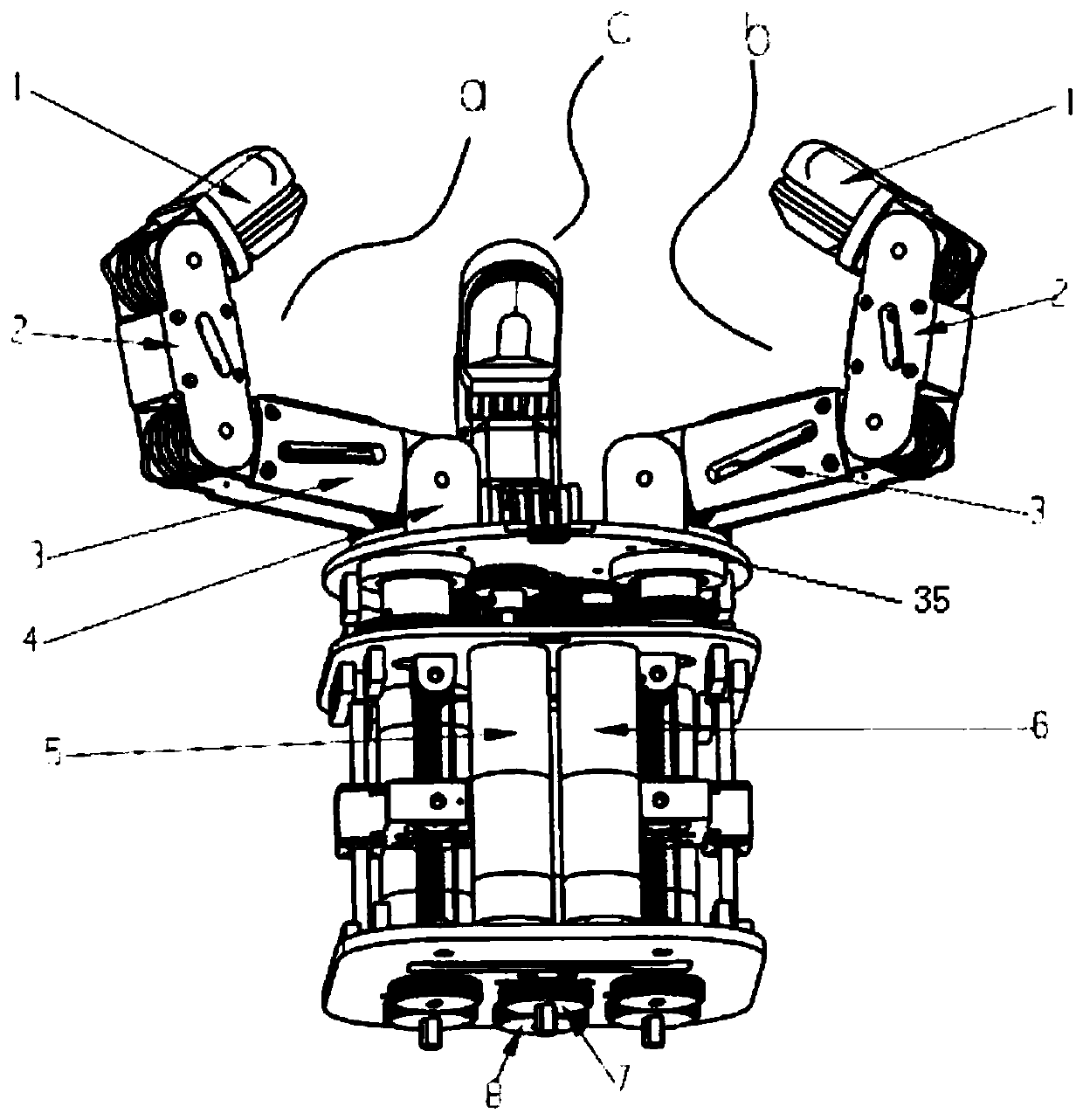 Collaborative driving three-finger robot dexterous hand