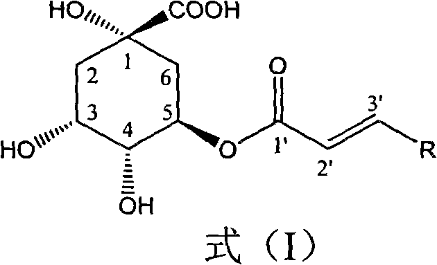 5-oxygen-substituted benzene alkene propionyl quinic acid compounds and medicine uses thereof