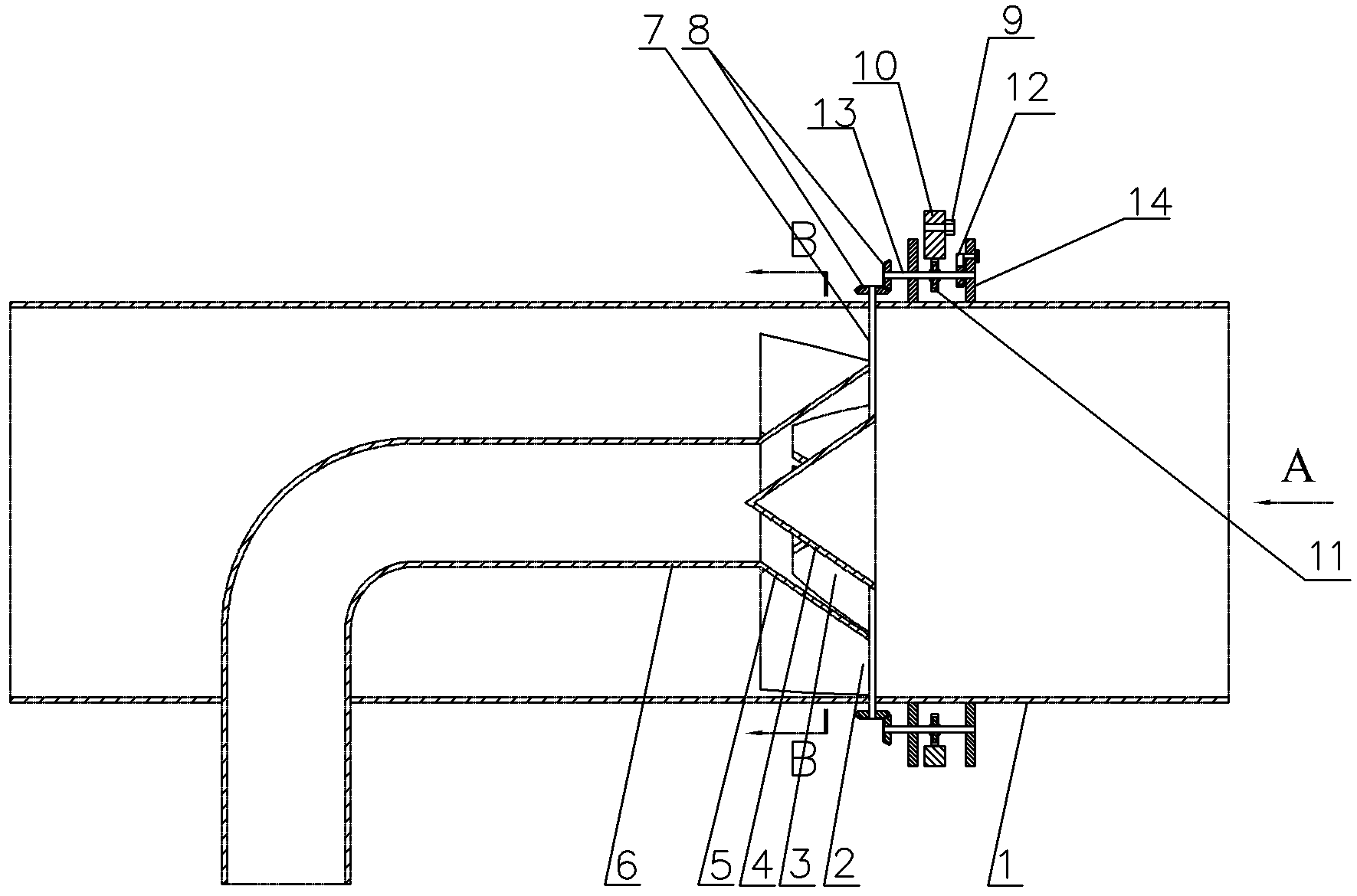 Spiral-flow type dilution mixer with adjustable blades for gas drainage