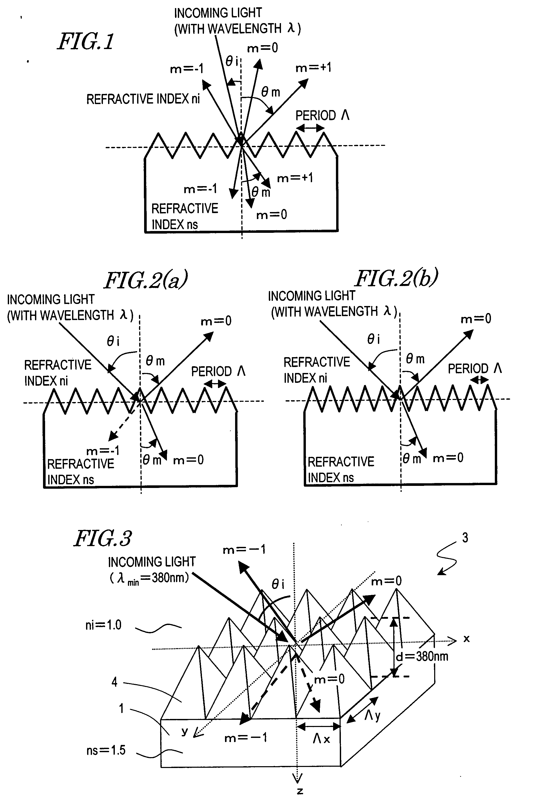 Antireflective member, optical element, display device, method of making stamper and method of making antireflective member using the stamper